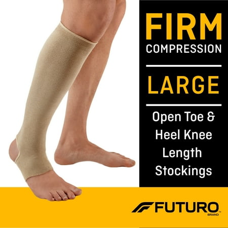FUTURO Open Toe/Open Heel Knee Highs - Firm Compression - Large - Beige *Damaged Box*