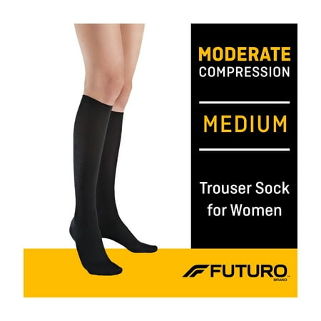 Women's M 5.5-7.5 FUTURO Trouser Socks, Moderate Compression, Black