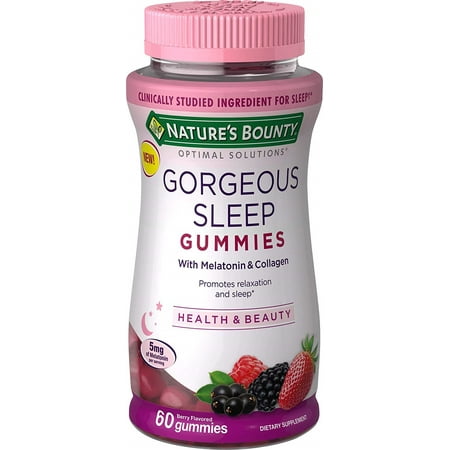 Nature's Bounty Gorgeous Sleep Gummies Melatonin & Collagen - Berry - 60 ct *Exp 01/26*