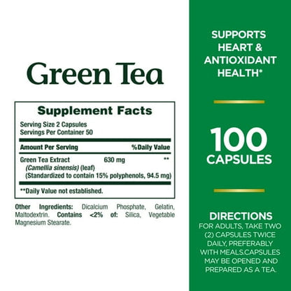 Nature's Bounty Green Tea Extract 315 mg Capsules 100 ct *Exp 04/2026*