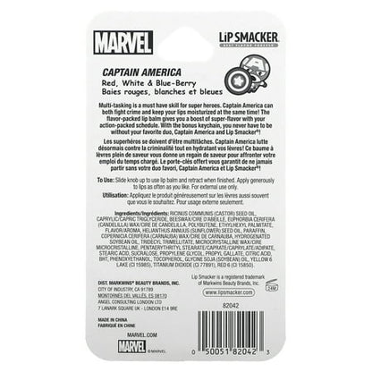 Lip Smacker Marvel Captain America, Lip Balm, Red, White & Blue-Berry, 0.14 oz (4 g)