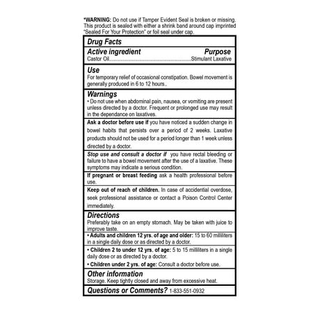 Freskaro Castor Oil Stimulant Laxative 6 oz *Exp 11/2026*