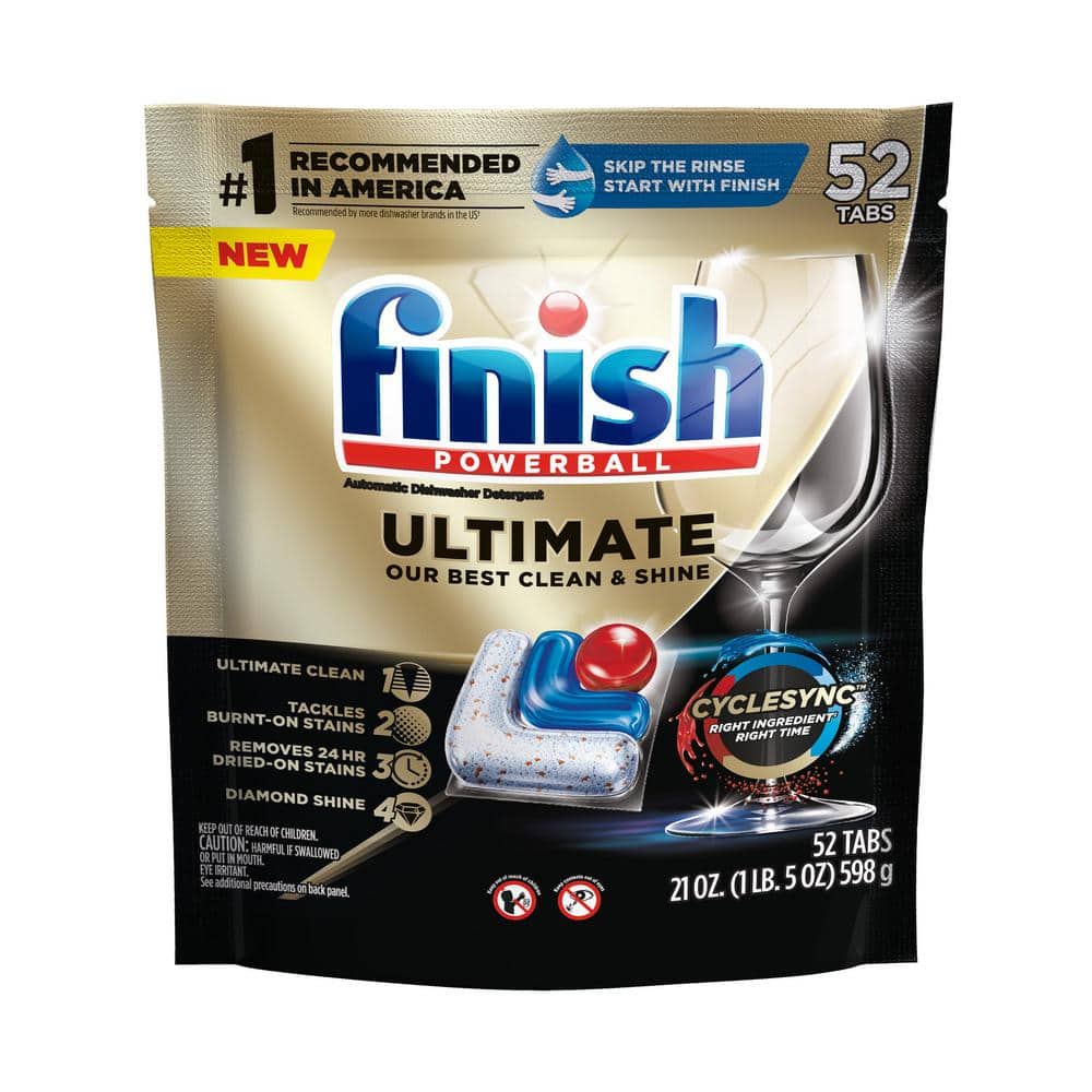 Ultimate Dishwasher Pods, No Pre-Rinse Dishwasher Detergent Soap Removes Burnt-On Stain, Degreasing, 52 count
