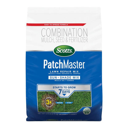 PatchMaster 4.75 lbs. Lawn Repair Mix Sun + Shade Mix, Combination Grass Seed, Fertilizer, and Mulch