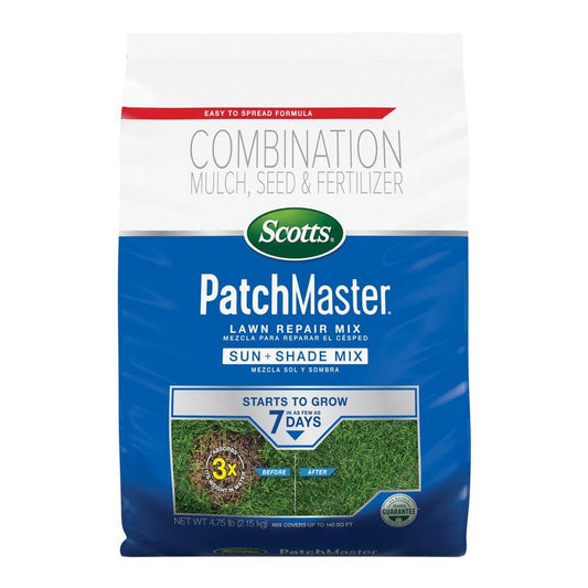 PatchMaster 4.75 lbs. Lawn Repair Mix Sun + Shade Mix, Combination Grass Seed, Fertilizer, and Mulch