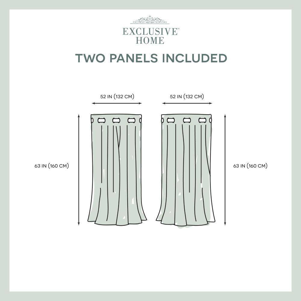Sateen Linen Solid Woven Room Darkening Grommet Top Curtain, 52 in. W x 63 in. L (Set of 2)