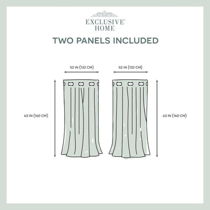Sateen Linen Solid Woven Room Darkening Grommet Top Curtain, 52 in. W x 63 in. L (Set of 2)