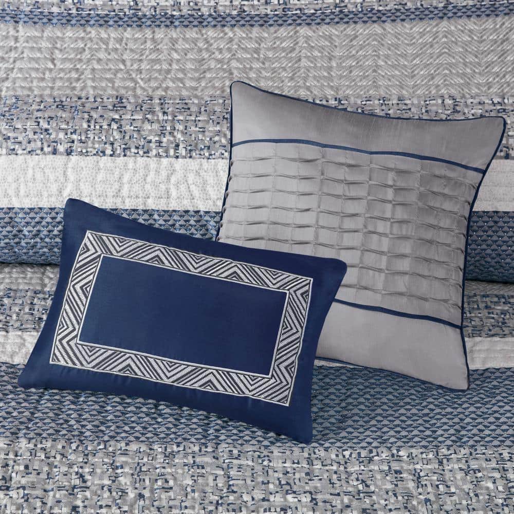 Melody 6-Piece Navy Microfiber King/Cal King Quilt Set