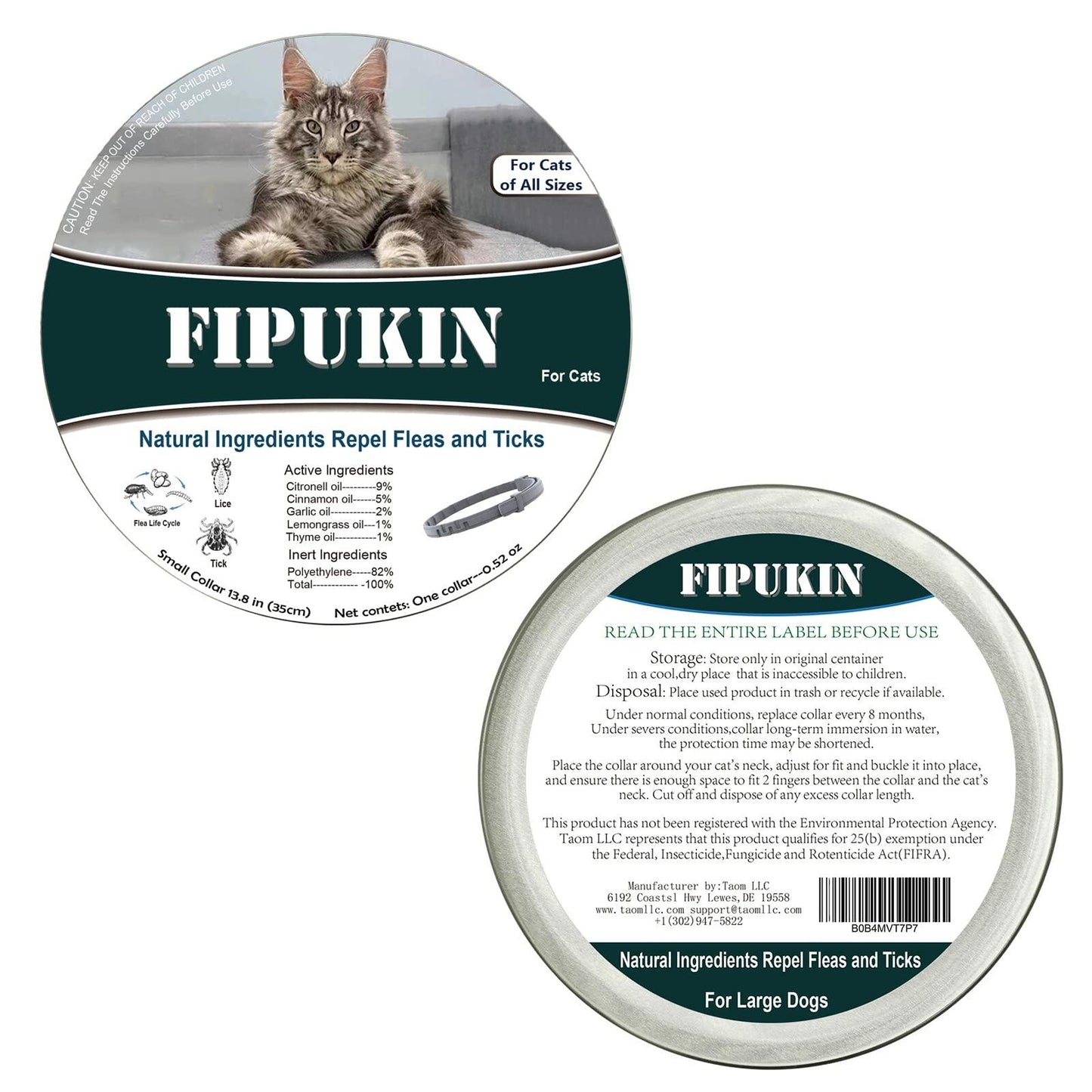 Fipukin Natural Flea & Tick Collar for Cats