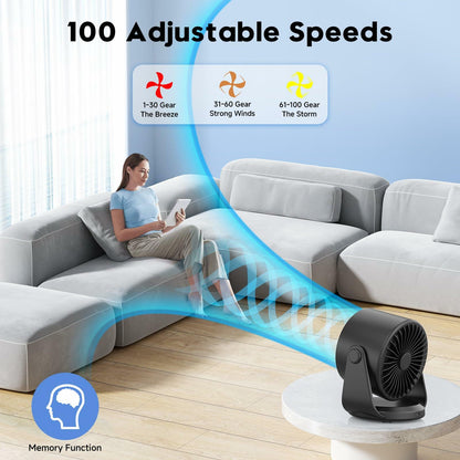 Adjustable Rechargeable Desk Fan 7.5" Black