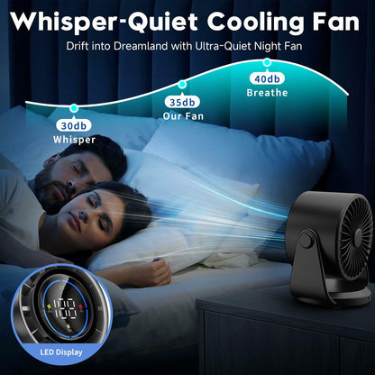 Adjustable Rechargeable Desk Fan 7.5" Black