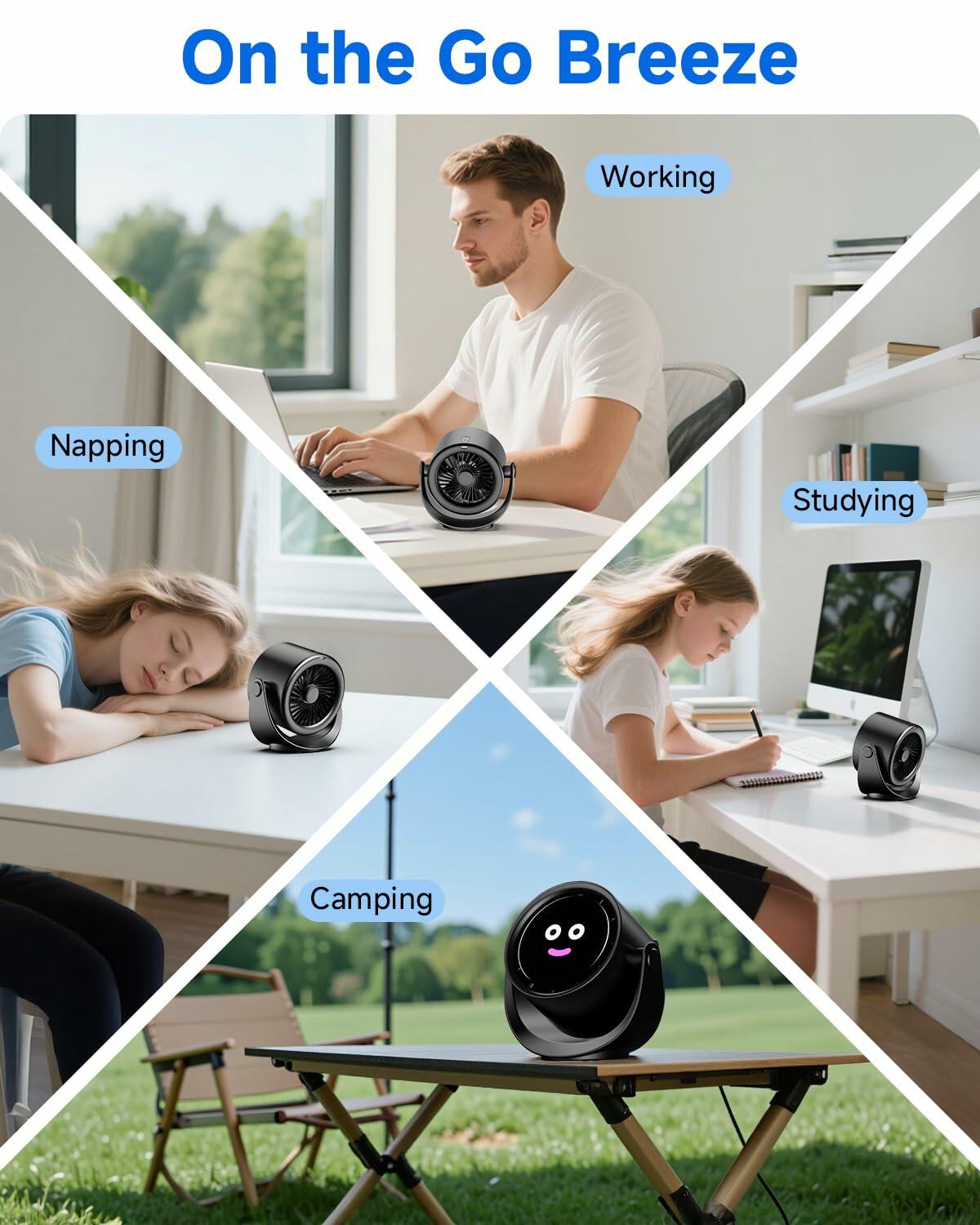 YOSHENMO Portable Desk Fan 6" Adjustable - Black
