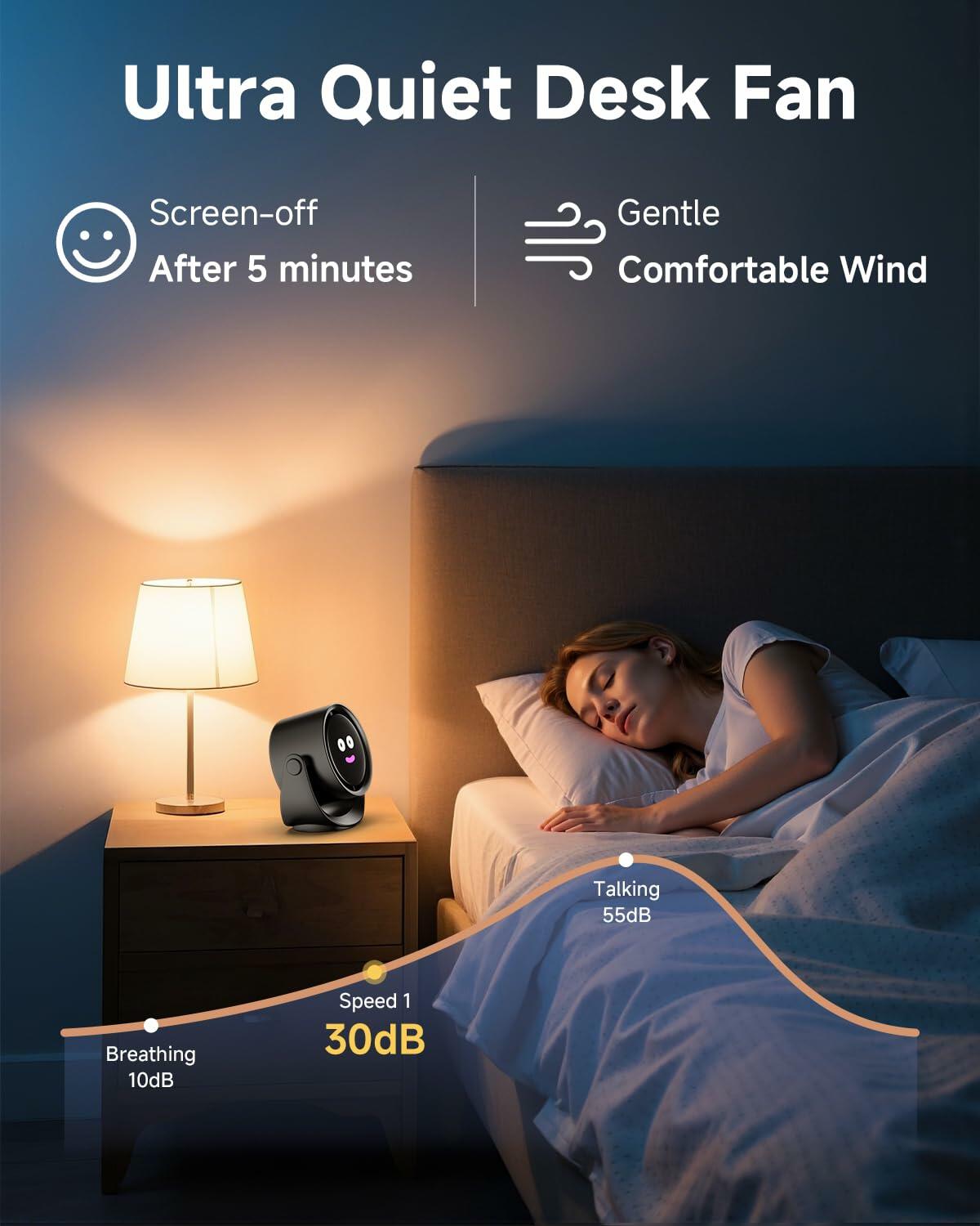 YOSHENMO Portable Desk Fan 6" Adjustable - Black