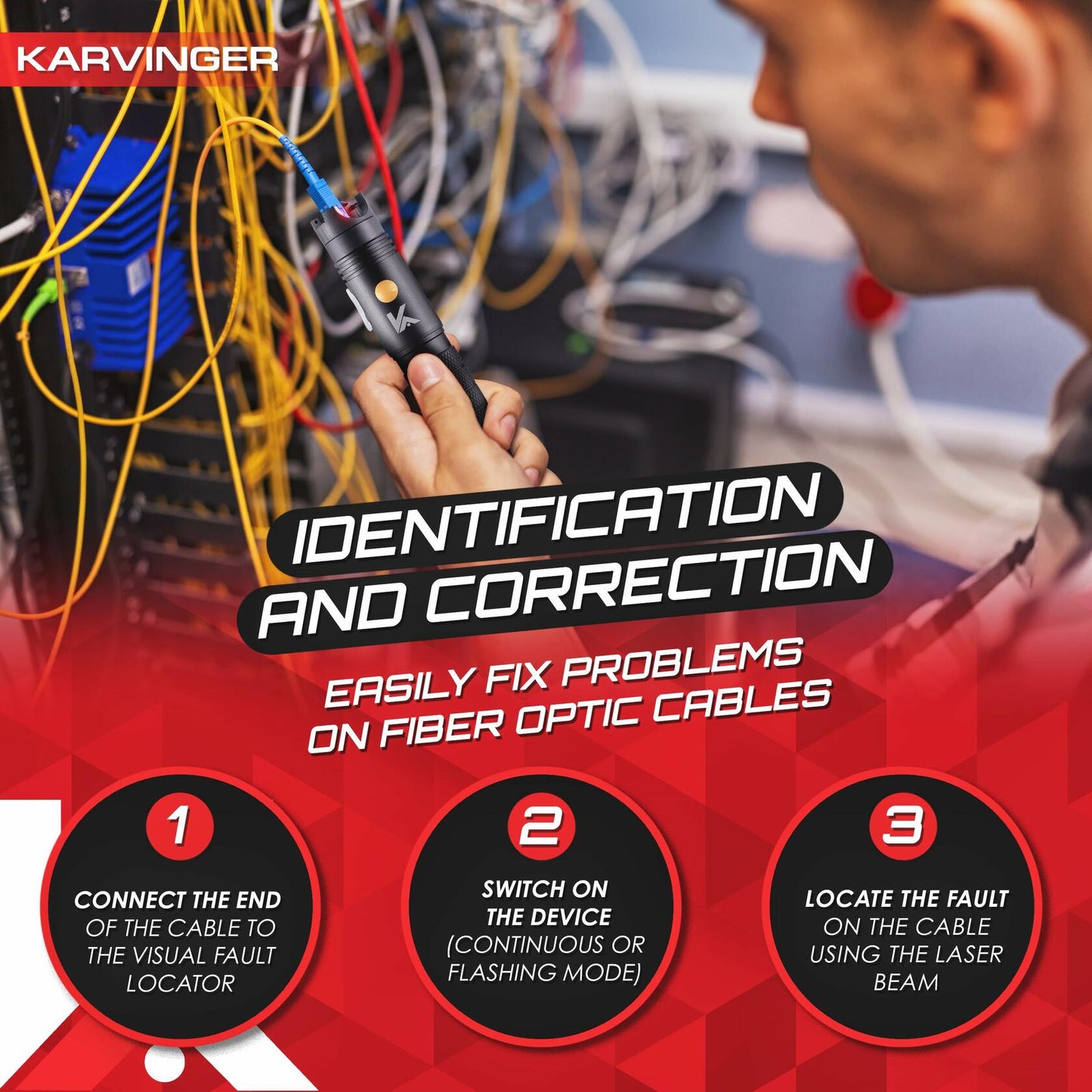 Karvinger - Powerful Rechargeable Visual Fault Locator