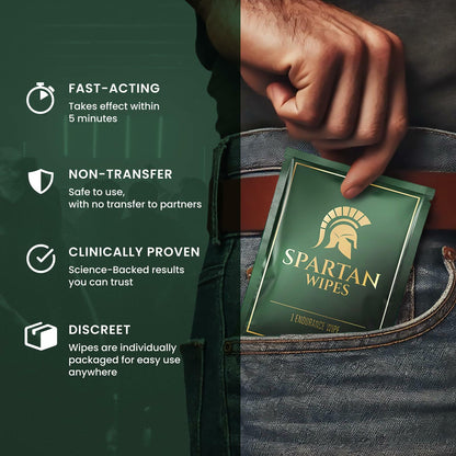 Spartan Wipes - 7% Benzocaine Topical Wipes for Men, 7 ct (EXP: 4/28)