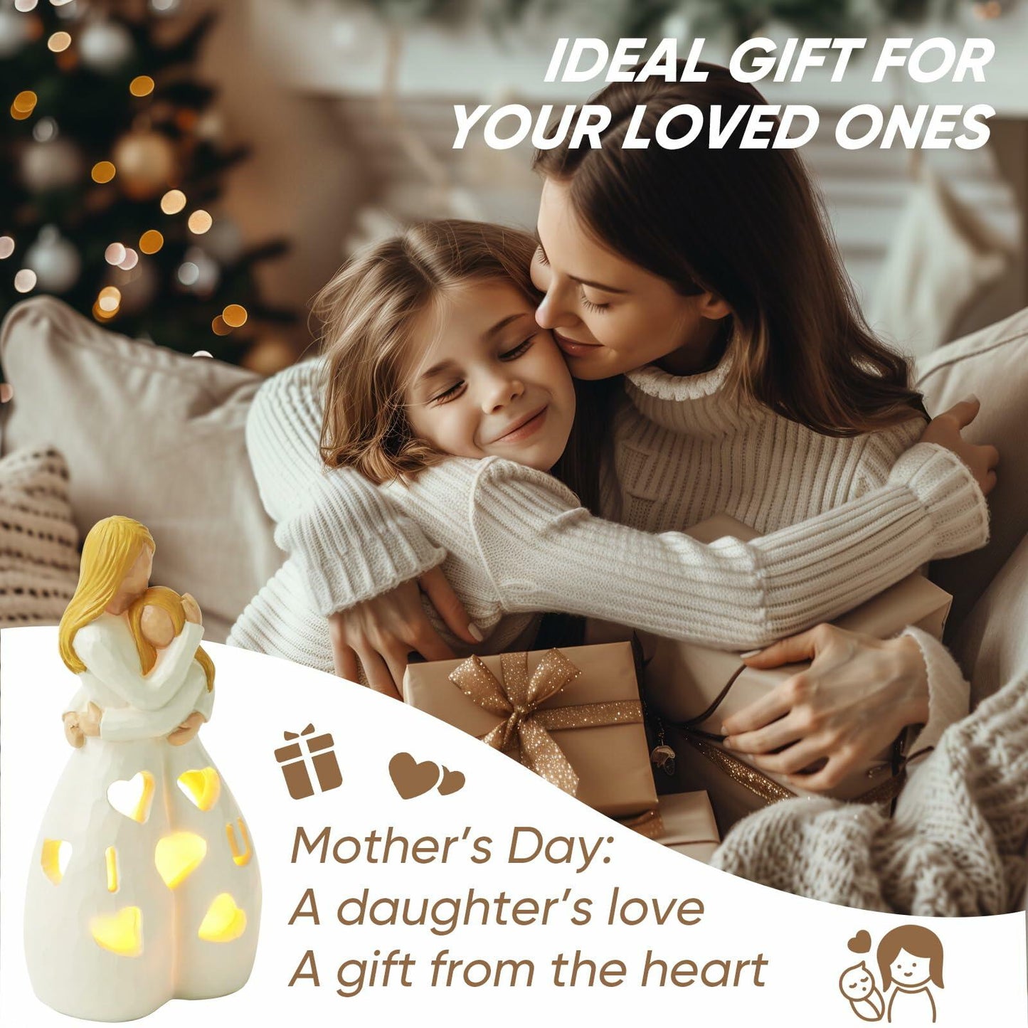 Homemory Statue Daughter/Friend/Sister Hug - White
