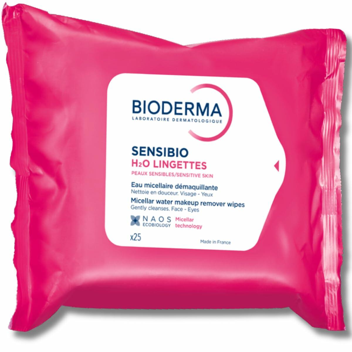 Bioderma Sensibio H2O Makeup Wipes, Sensitive Skin, 25 Wipes