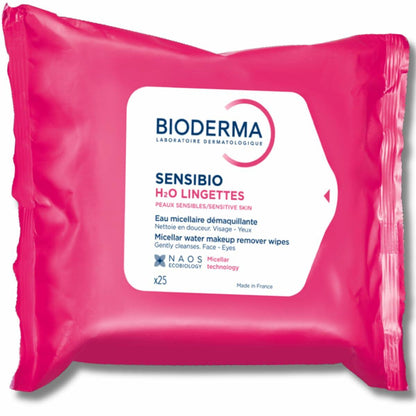 Bioderma Sensibio H2O Makeup Wipes, Sensitive Skin, 25 Wipes