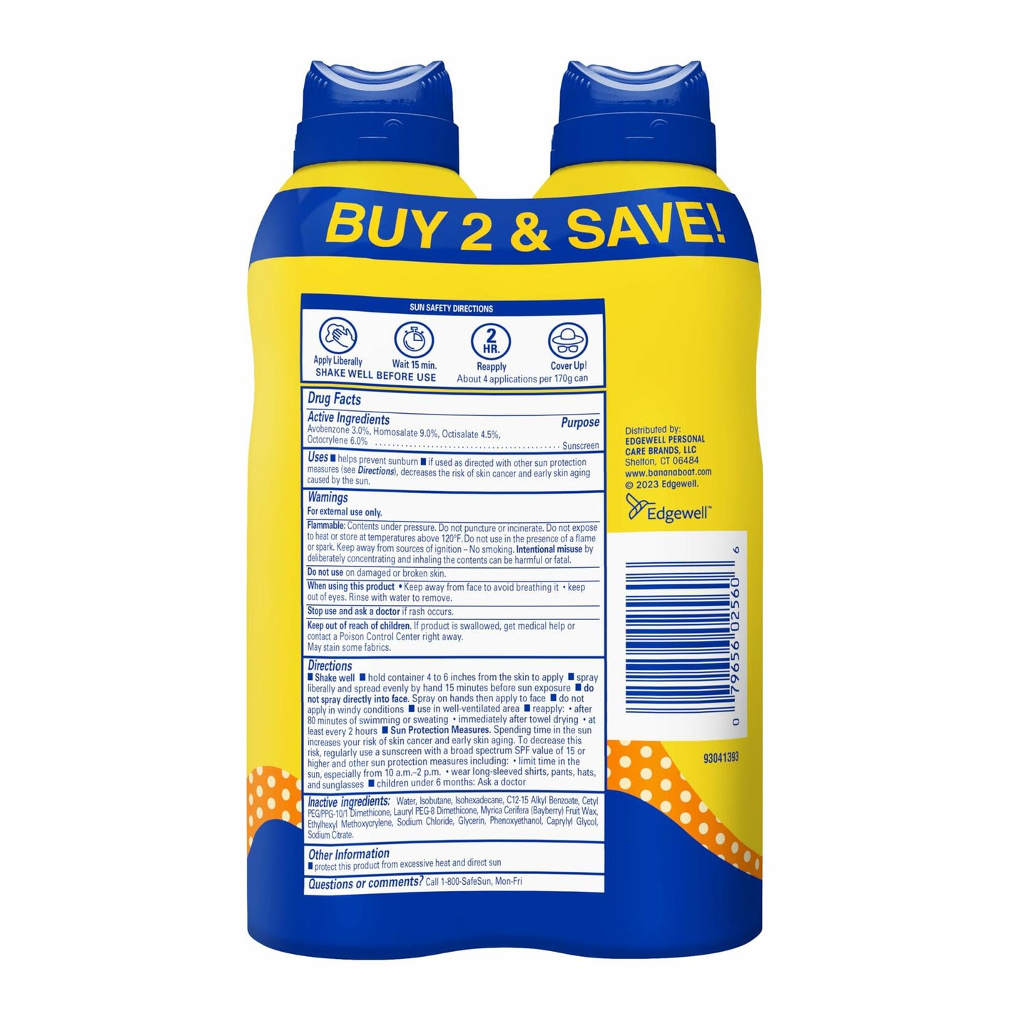 Banana Boat Sport Kids Sunscreen Spray SPF 50, 6oz, Twin Pack (EXP: 08/27)