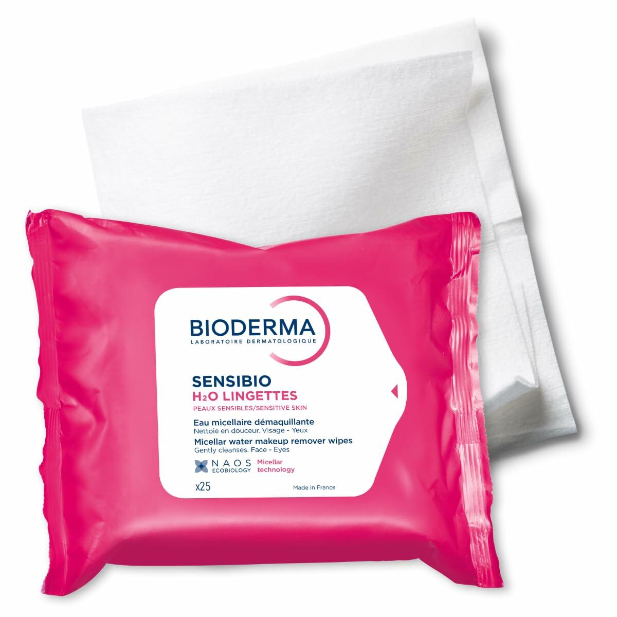 Bioderma Sensibio H2O Makeup Wipes, Sensitive Skin, 25 Wipes