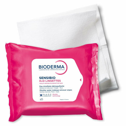 Bioderma Sensibio H2O Makeup Wipes, Sensitive Skin, 25 Wipes