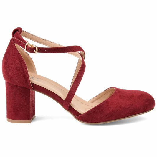 Journee Foster Ankle-Strap Pump Wine - Women's SIZE: 10 M