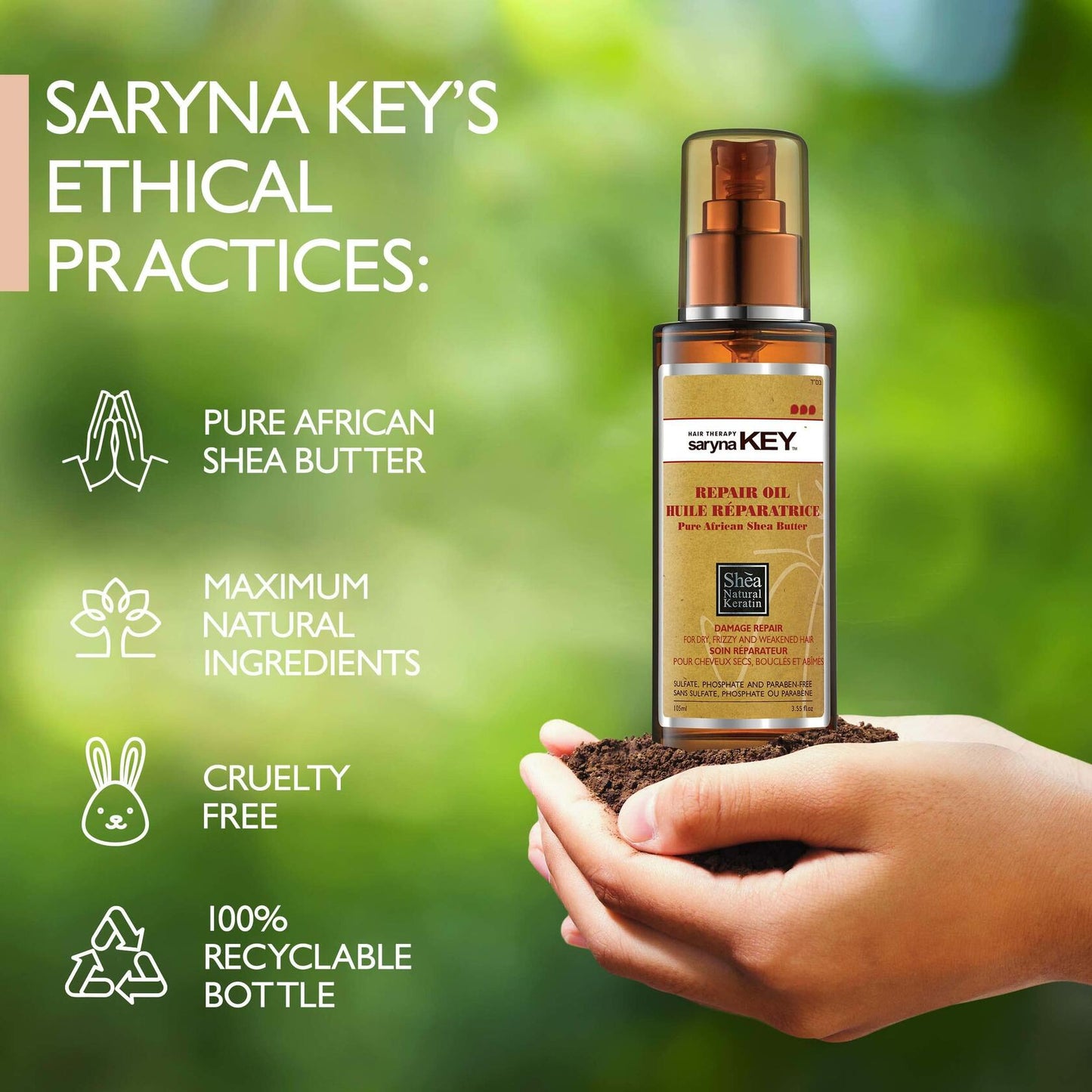 Saryna Key Hair Serum Repair Oil - Shea Butter Hair Treatment Oil (3.55 Oz)