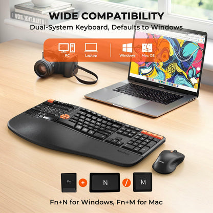 Ergonomic Keyboard and Mouse Wired - Pink