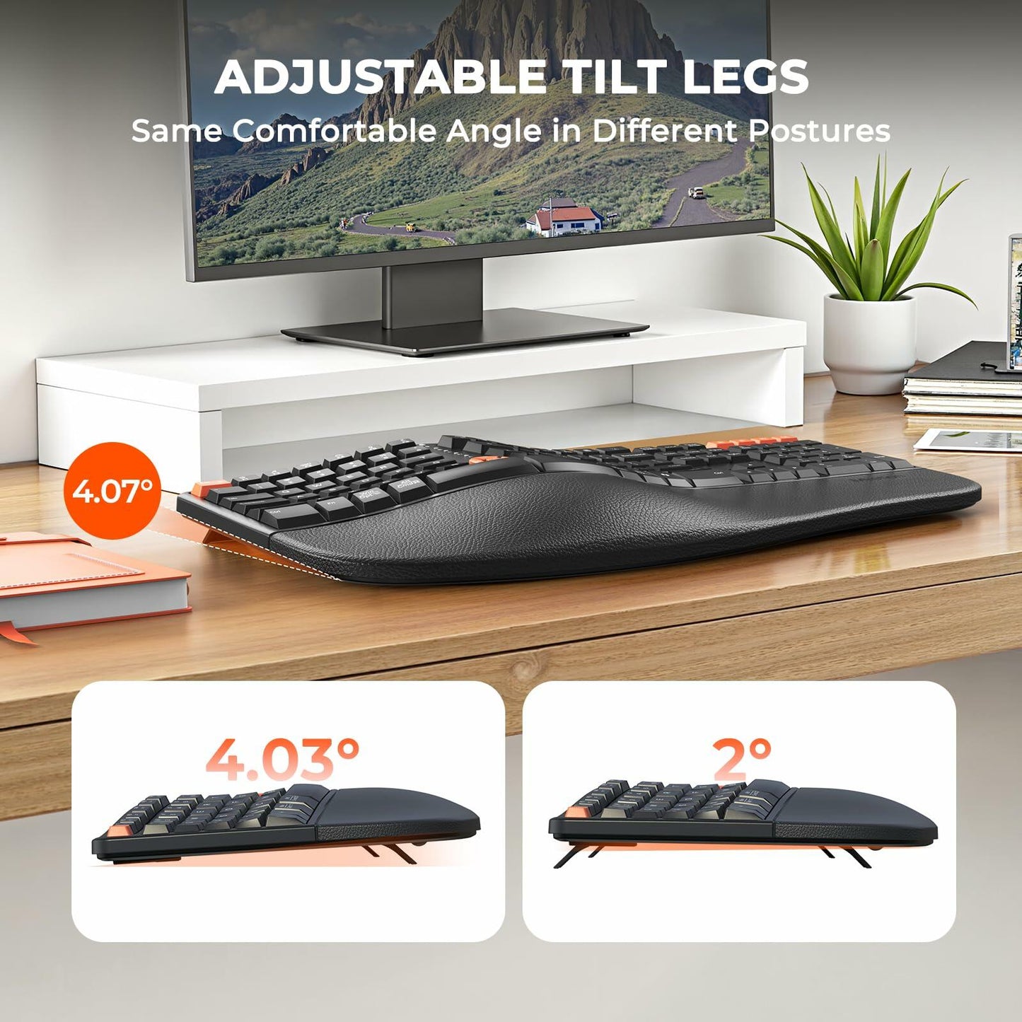 Ergonomic Keyboard and Mouse Wired - Pink