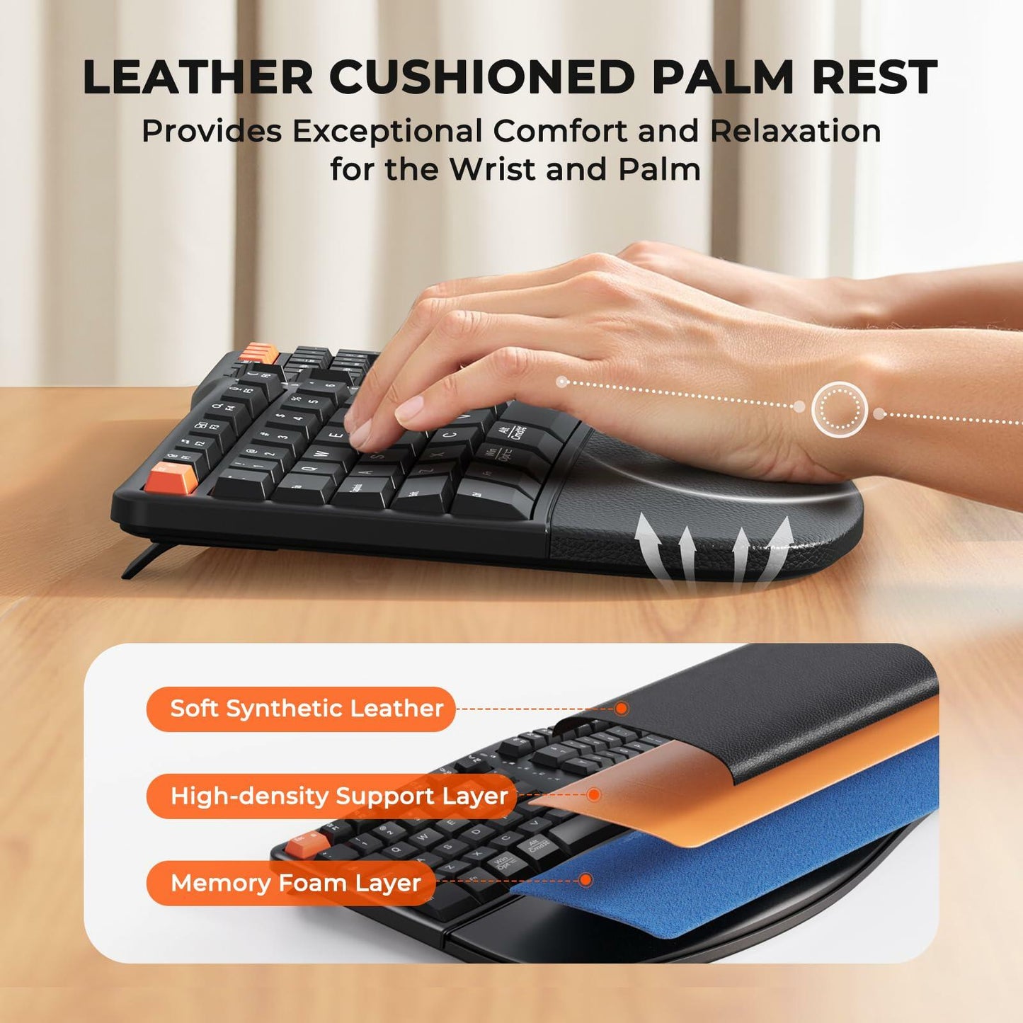 Ergonomic Keyboard and Mouse Wired - Pink