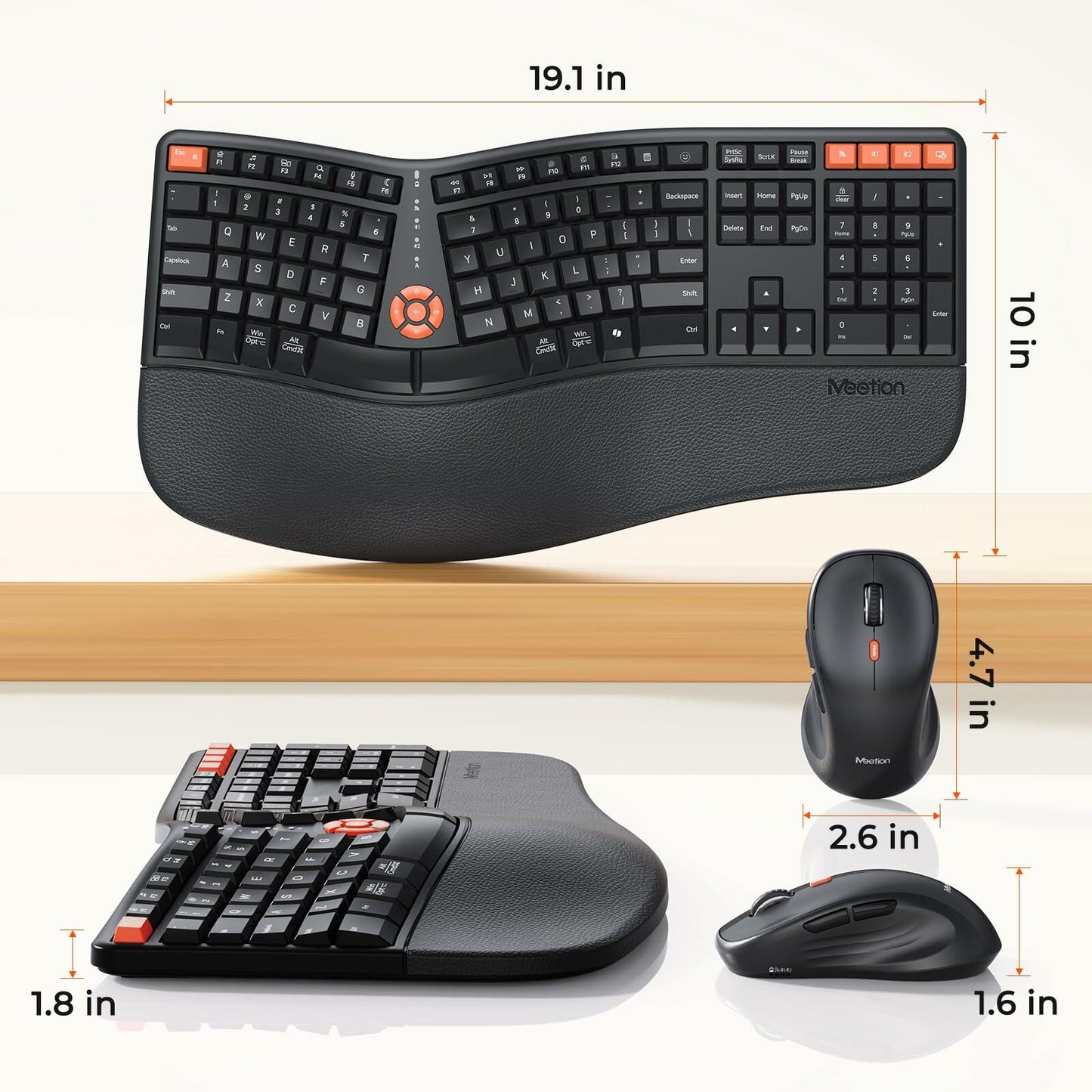 Ergonomic Keyboard and Mouse Wired - Pink