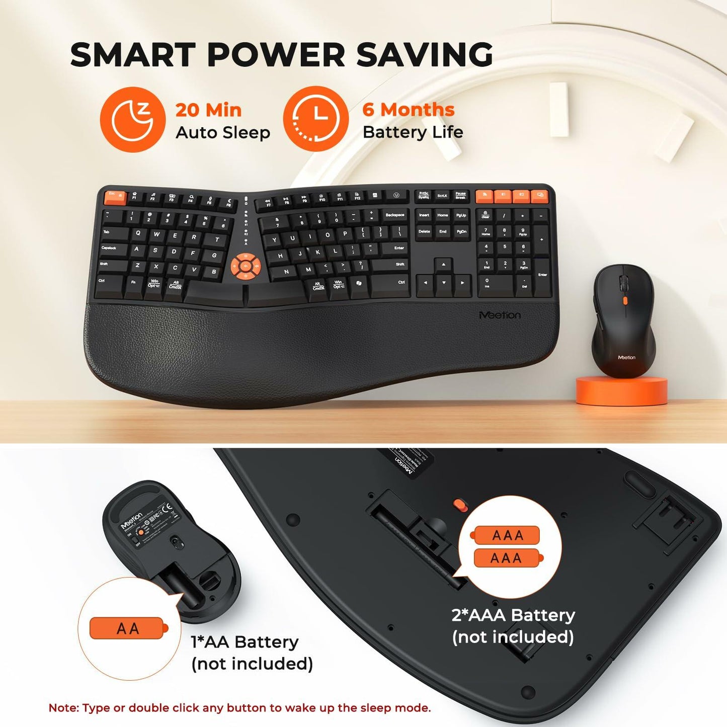 Ergonomic Keyboard and Mouse Wired - Pink
