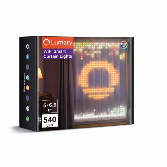 Lumary Smart WiFi Curtain Lights – 540 RGB LEDs, 6.9 x 5ft