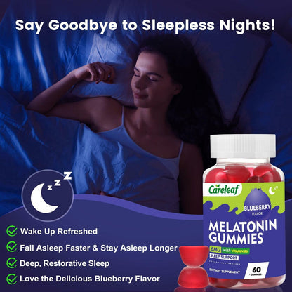 careleaf Melatonin Gummies  - Blueberry Flavor 60 Count