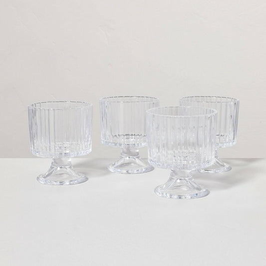 4pk 8oz Fluted Glass Parfait Cup Set Clear
