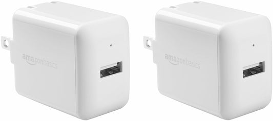 Amazon Basics 12W One-Port USB-A Wall Charger (2.4A) 2ct