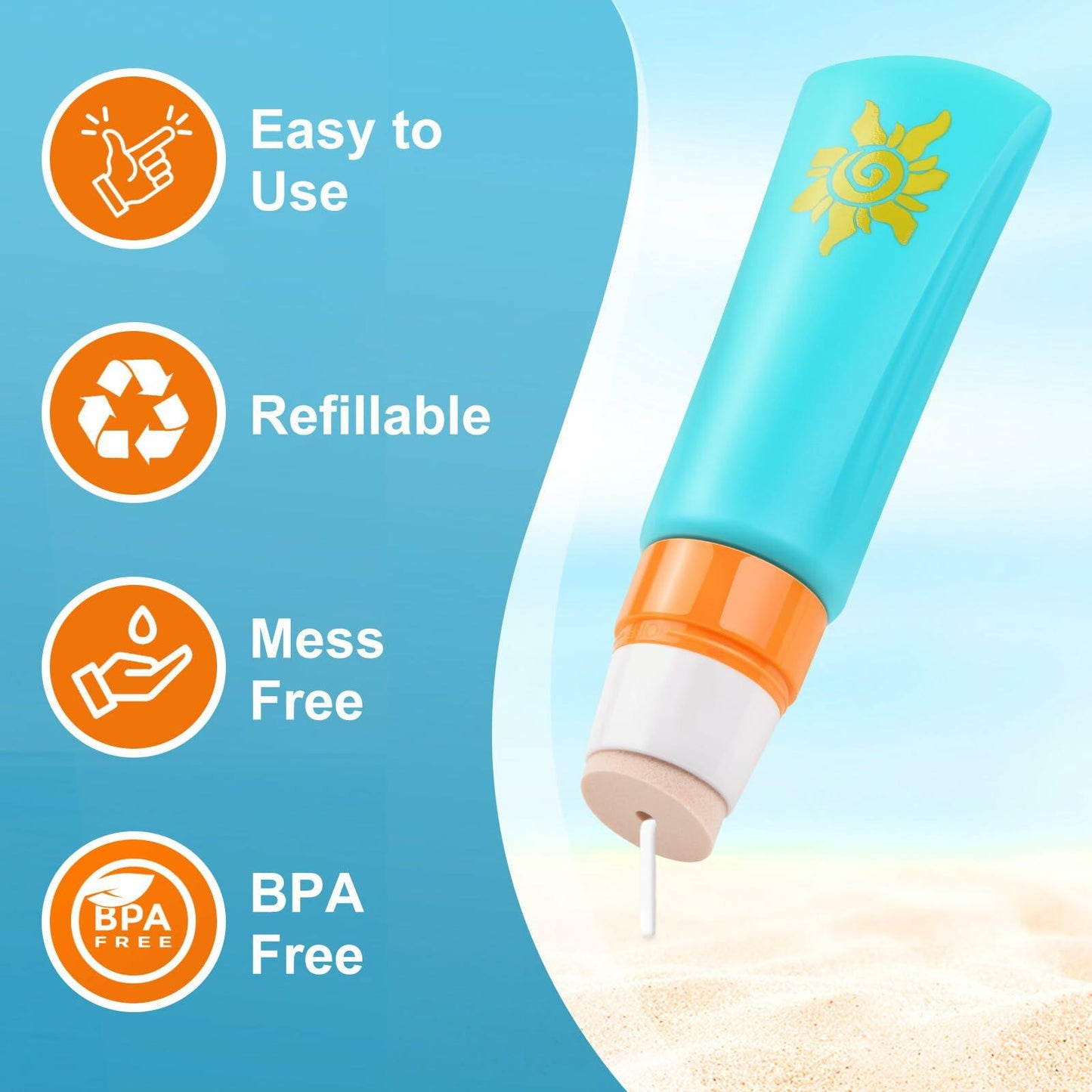 MONVIE Sunscreen Applicator, Refillable and Spill Proof