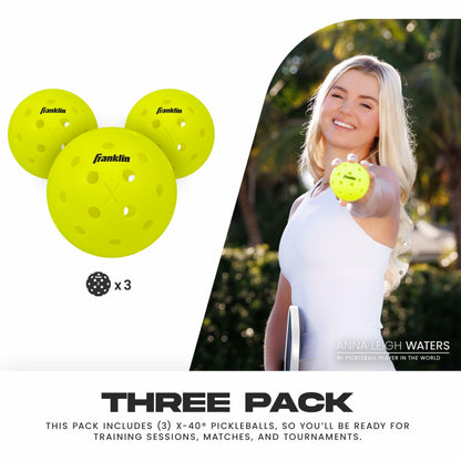 Franklin Sports Pickleball-x Outdoor Balls-Optic Yellow