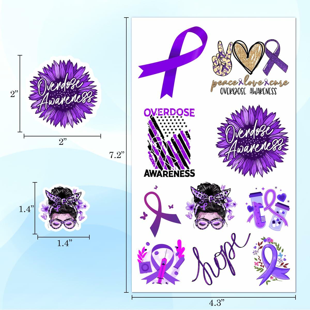 50 Pack Pcs Overdose Awareness Ribbon Stickers
