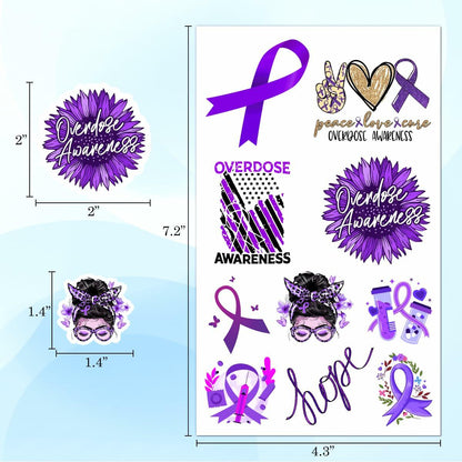 50 Pack Pcs Overdose Awareness Ribbon Stickers