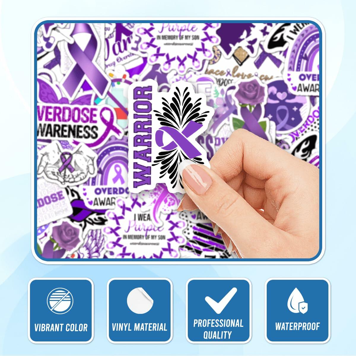 50 Pack Pcs Overdose Awareness Ribbon Stickers