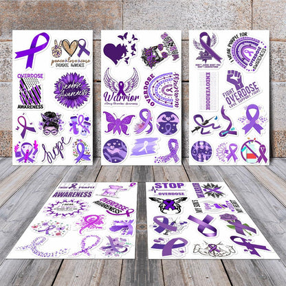 50 Pack Pcs Overdose Awareness Ribbon Stickers