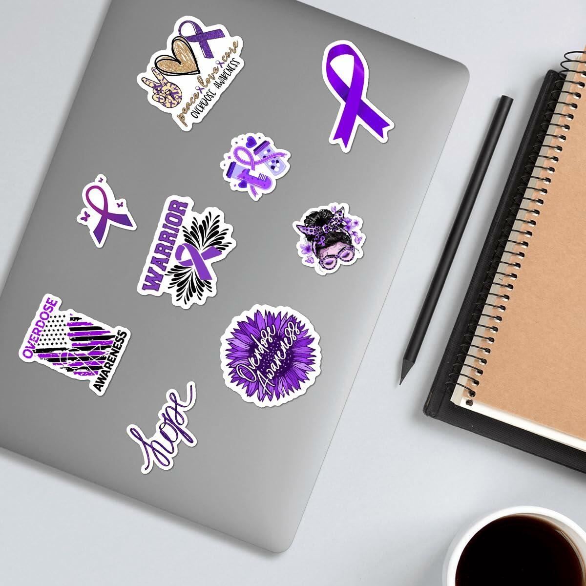 50 Pack Pcs Overdose Awareness Ribbon Stickers
