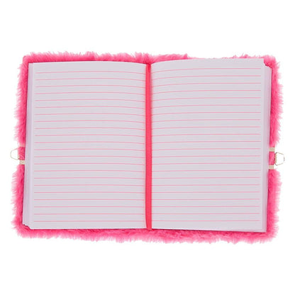 Claire's Diary With Lock For Girls | Fuzzy Plush Lock Secret - Kids Journal Gift Notebook - Pink
