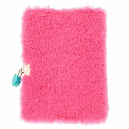 Claire's Diary With Lock For Girls | Fuzzy Plush Lock Secret - Kids Journal Gift Notebook - Pink