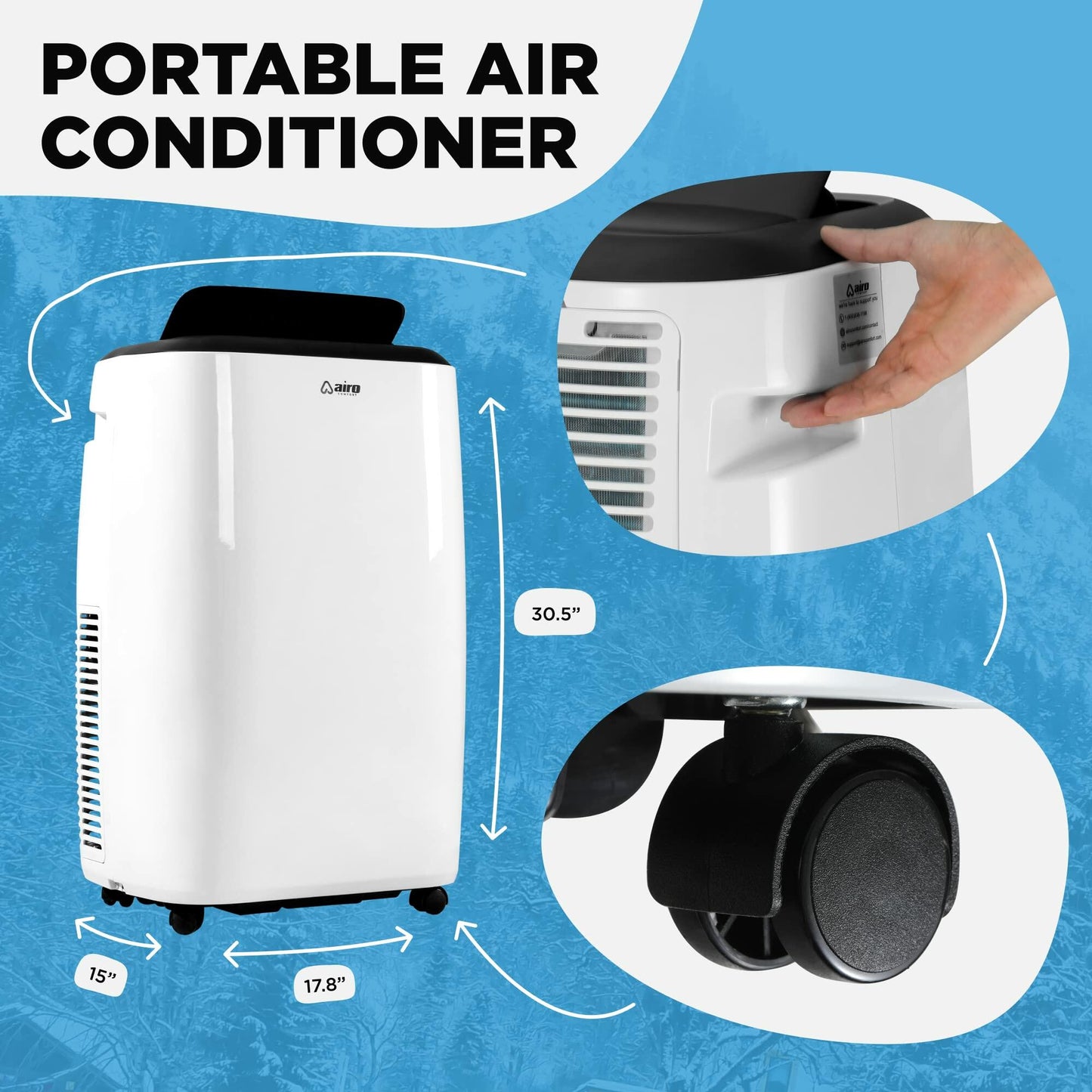 AIRO COMFORT Portable Air Conditioner 14000 BTU for Room 700 sq. ft