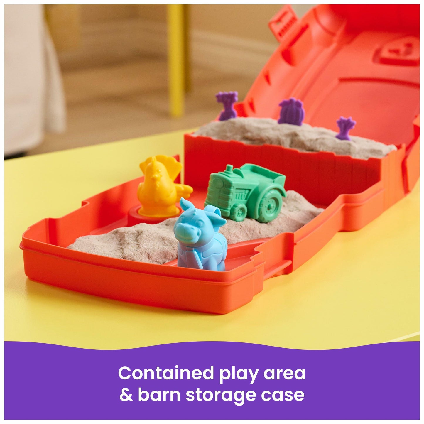 Kinetic Sand, Sandy Farm Set with 12oz Play Sand, 6 Tools & Molds