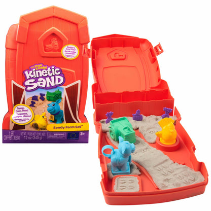 Kinetic Sand, Sandy Farm Set with 12oz Play Sand, 6 Tools & Molds