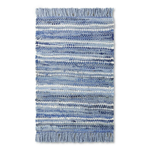 2'x3' Striped Woven Jute Scatter Rug Blue