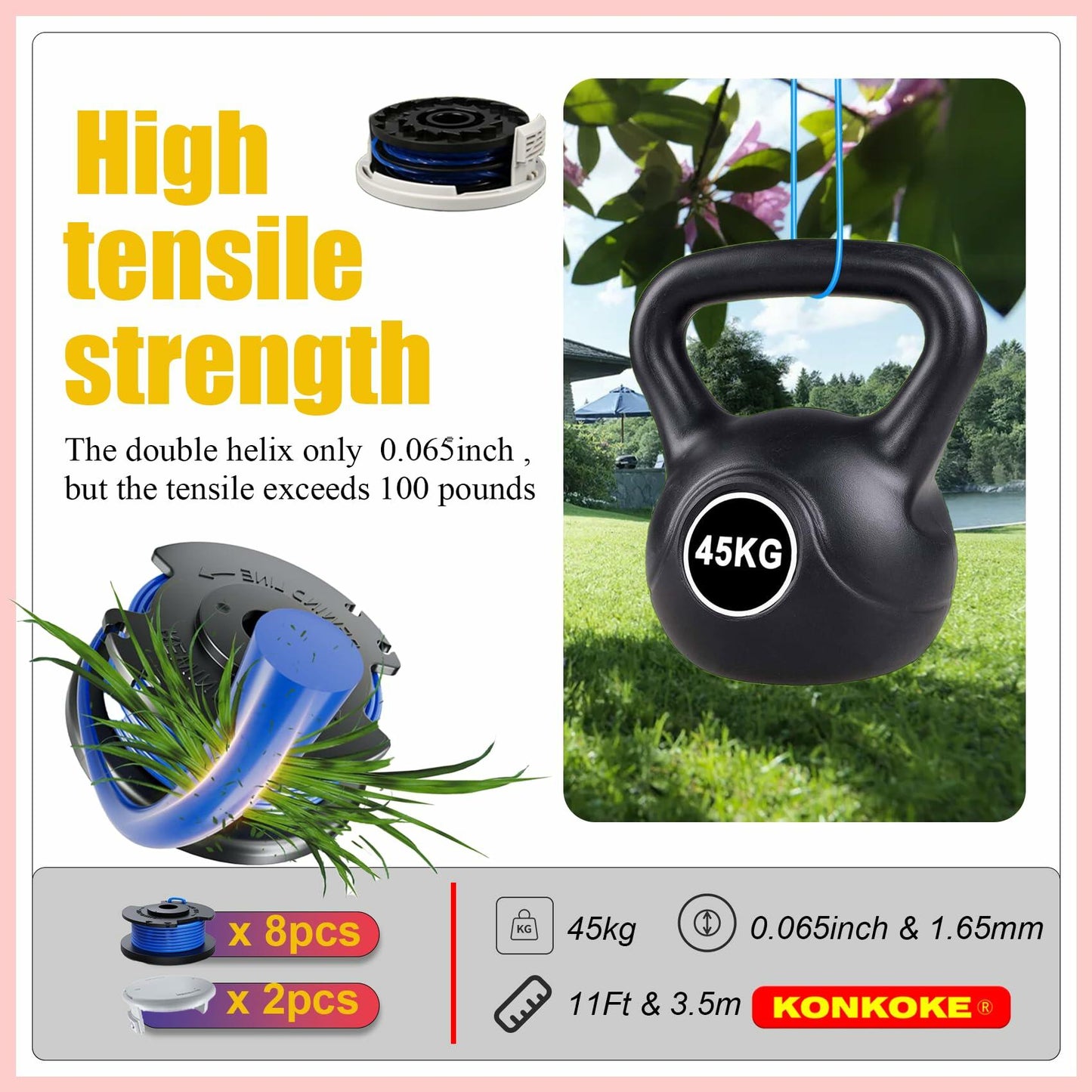 .065 inch diameter weed eater string (8 Pack)